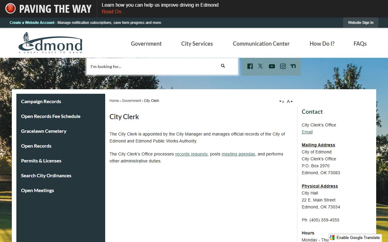 Edmond City Clerk Page - Property Records