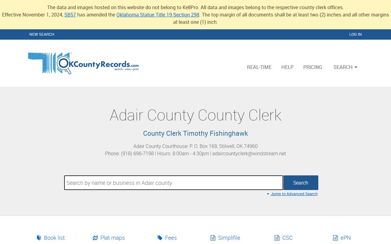 Adair County OKCountyRecords Search - Property Records
