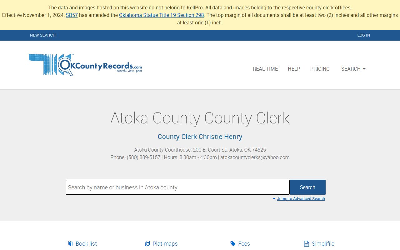 Atoka County Property Records - OKCountyRecords Search Portal
