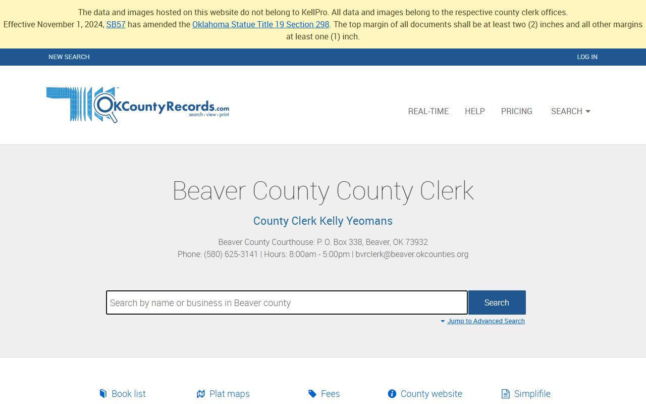 Beaver County Property Records - OKCountyRecords Search Portal