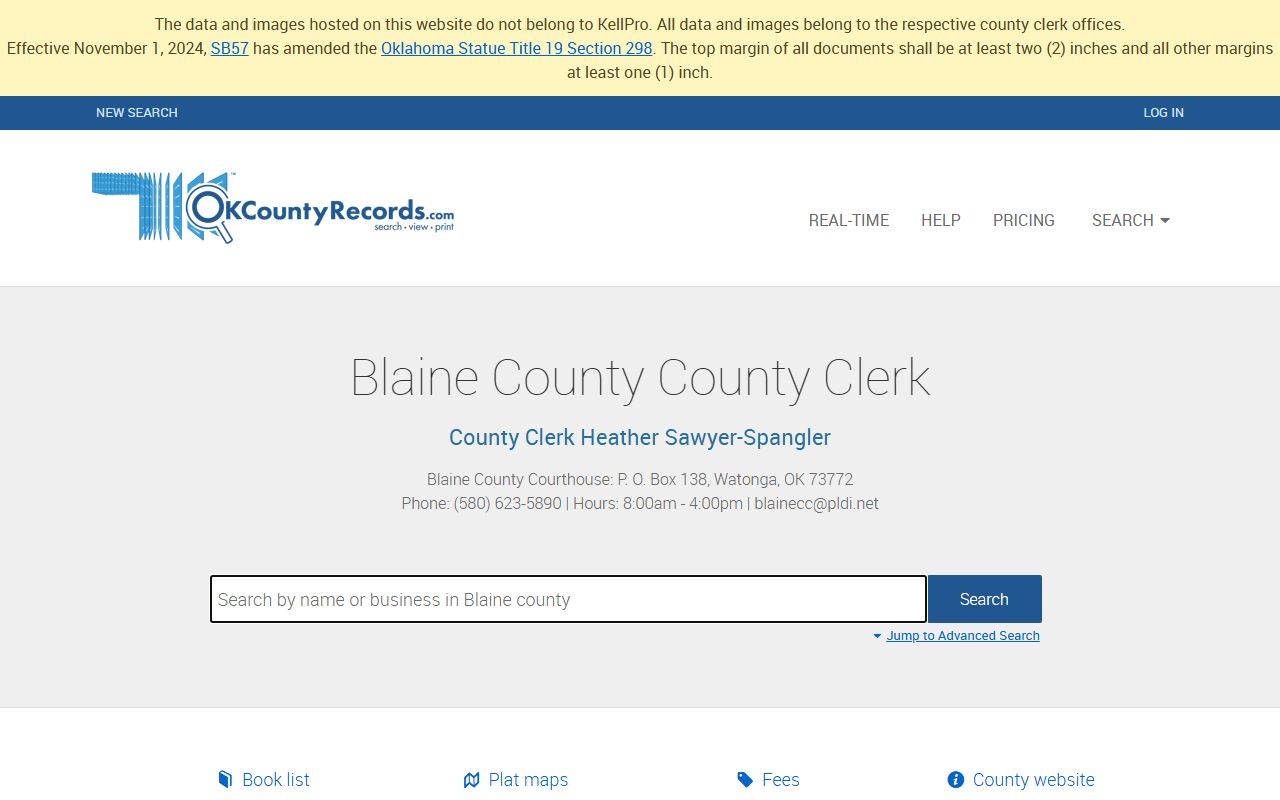 Blaine County Property Records - OKCountyRecords Search Portal