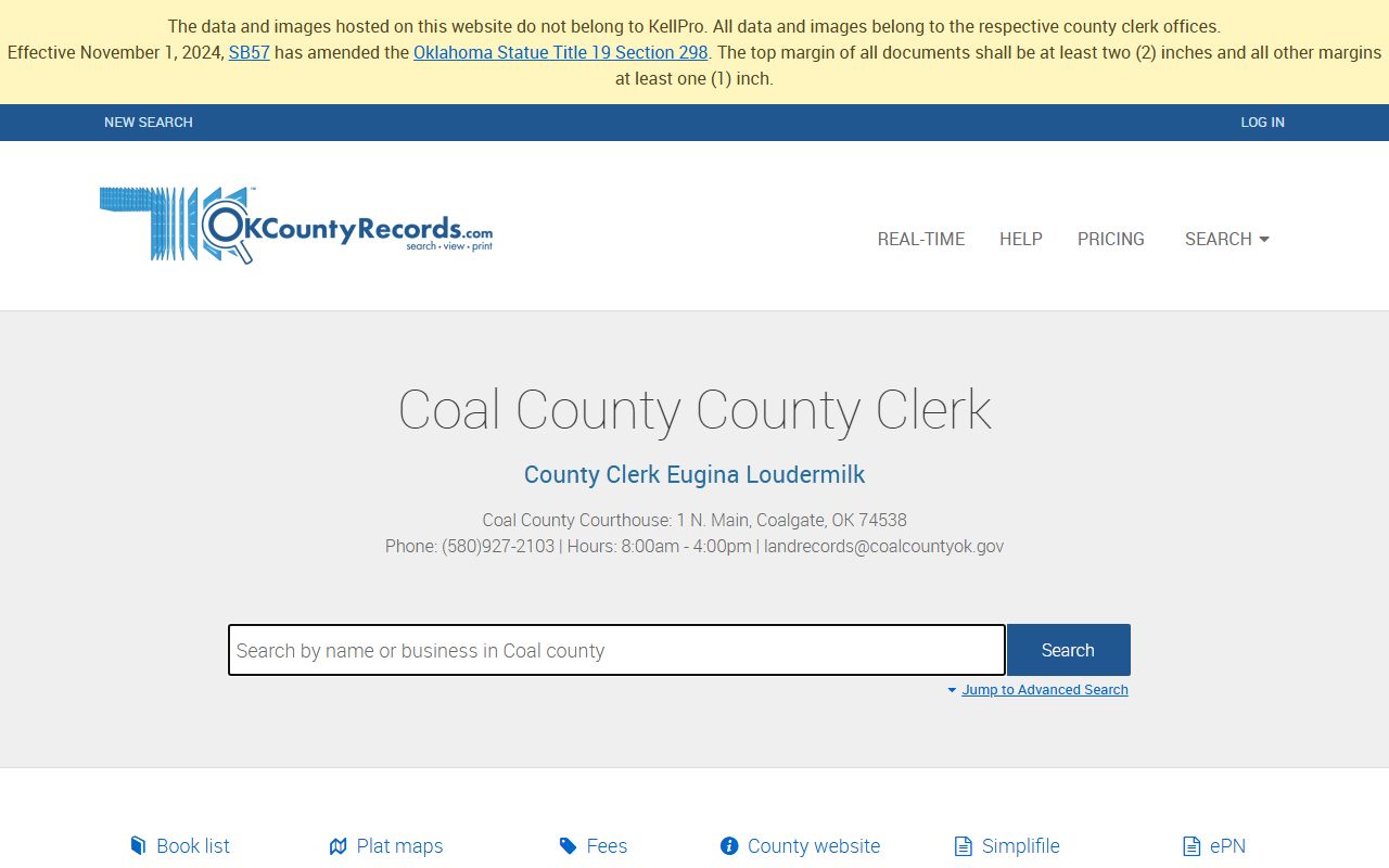 Coal County OKCountyRecords Search - Property Records