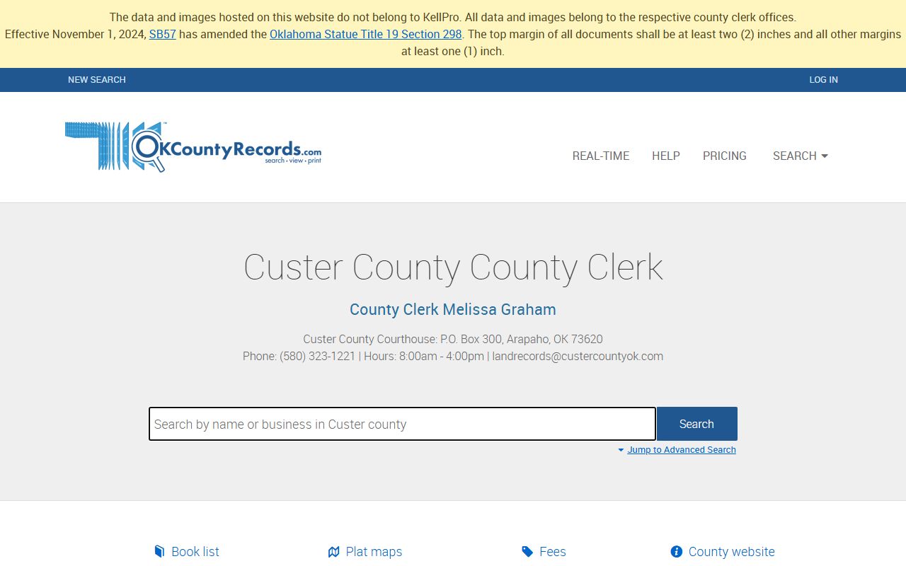 Custer County OKCountyRecords Search - Property Records