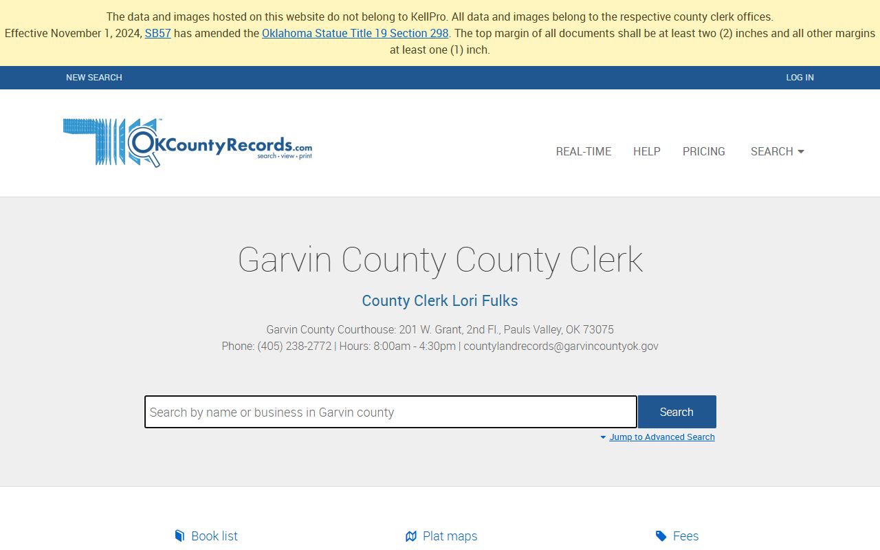 Garvin County OKCountyRecords Search - Property Records