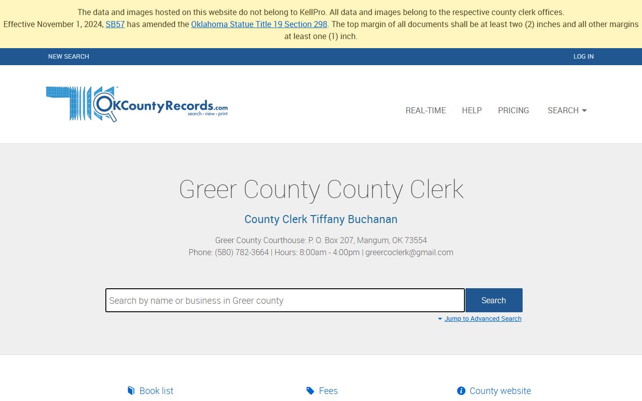 Greer County OKCountyRecords Search - Property Records