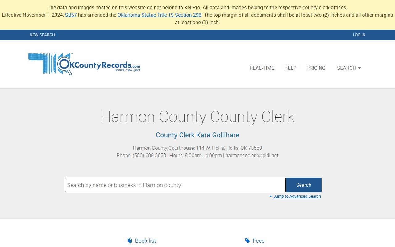 Harmon County OKCountyRecords Search - Property Records