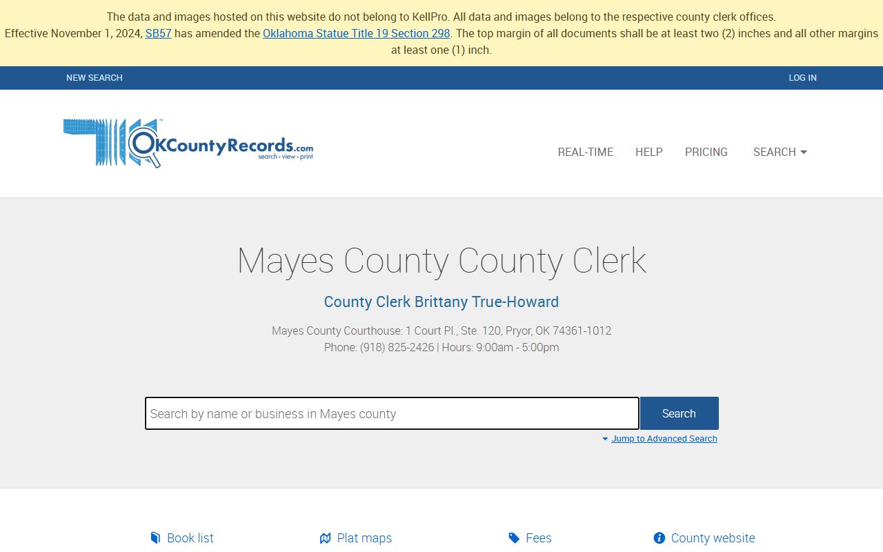 Mayes County OKCountyRecords Search - Property Records