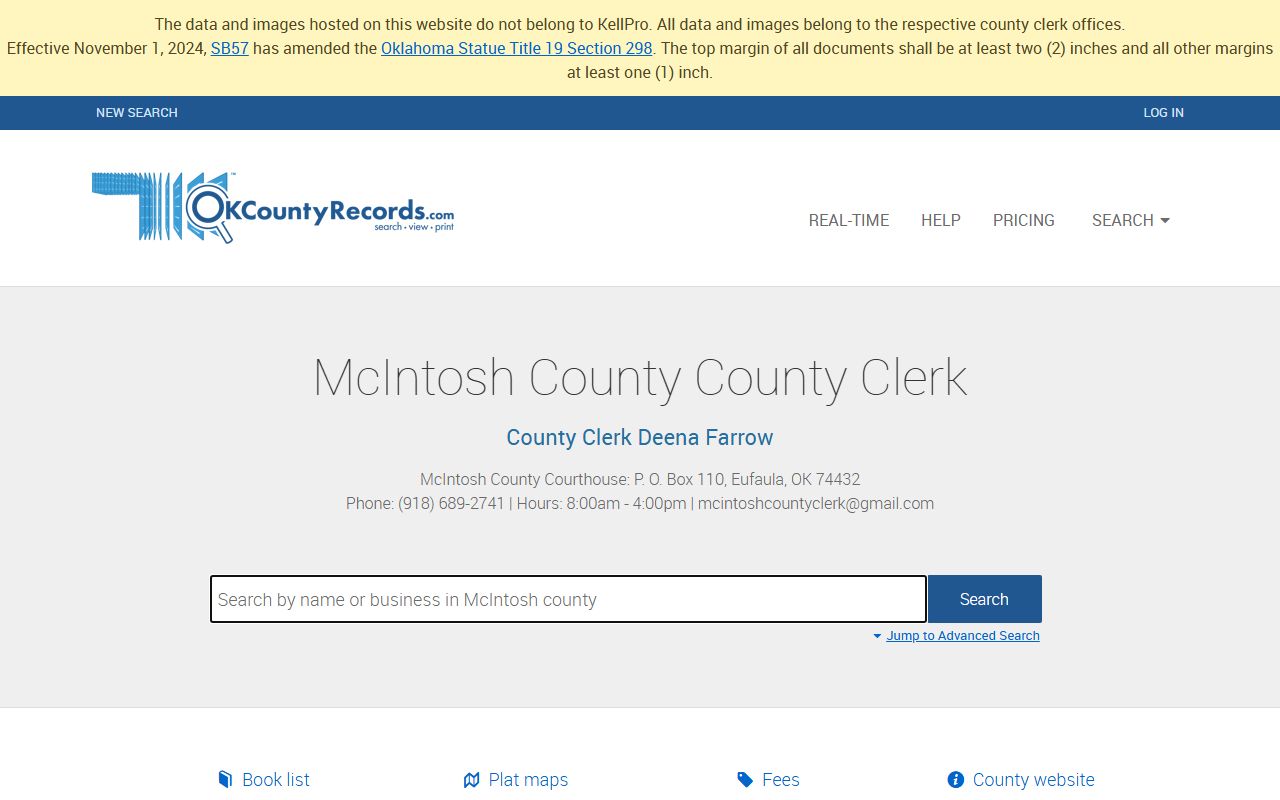 McIntosh County OKCountyRecords Search - Property Records
