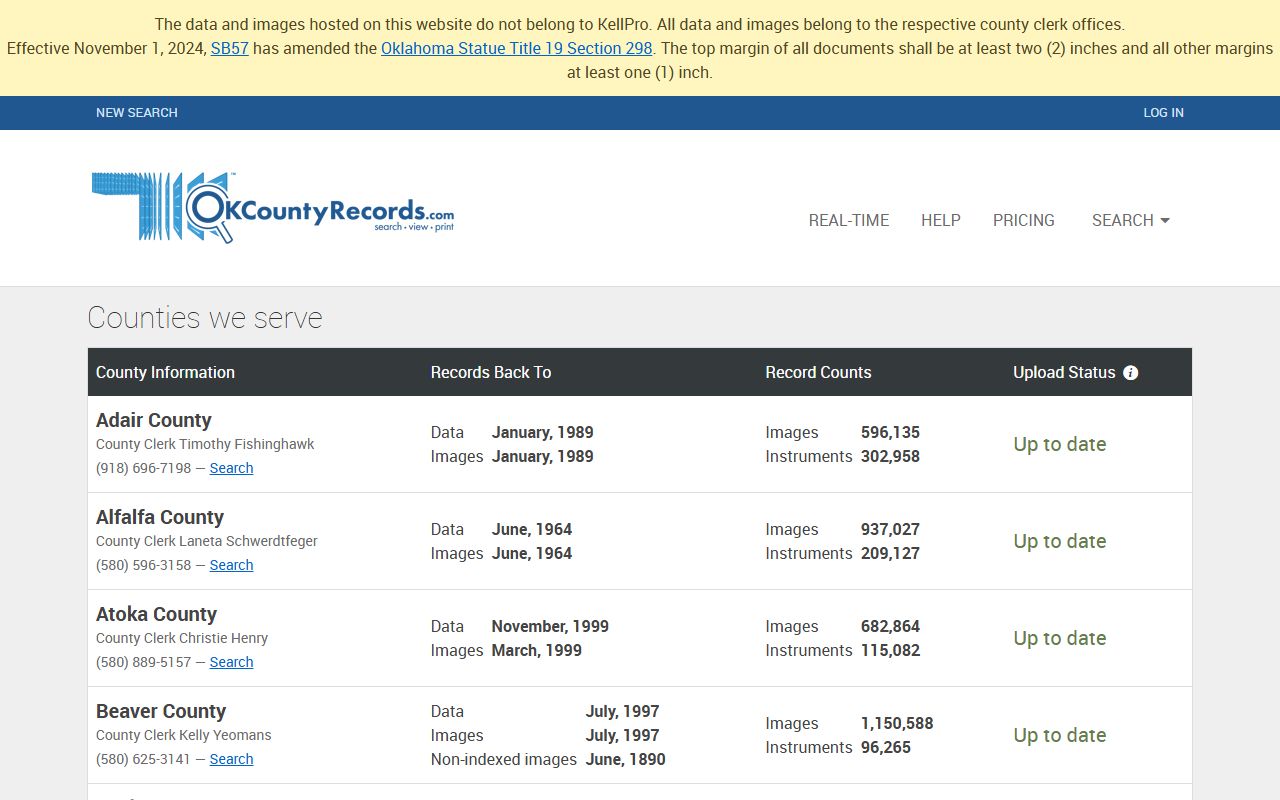 Oklahoma County Records Site List - Property Records